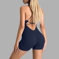 thumbnail image 5 of Maqroz Women's Backless Strappy Romper Seamless Athletic Jumpsuit for Yoga Gym Workout, Cross Back Bodysuit With Compression Bottoms, 5 of 7