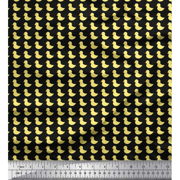 Soimoi Black Cotton Duck Fabric Duck Bird Print Fabric by the Yard 42 Inch Wide