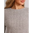 thumbnail image 4 of DARING DIVA Women's Knit Long Sleeve Ribbed Sleepwear Soft Crewneck Sets S Brown, 4 of 6