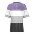 thumbnail image 3 of KDDYLITQ Polo Shirts For Women Cotton Short Sleeve Collared Lightweight Summer Shirts Breathable Loose Vintage Tees Purple 3XL, 3 of 4