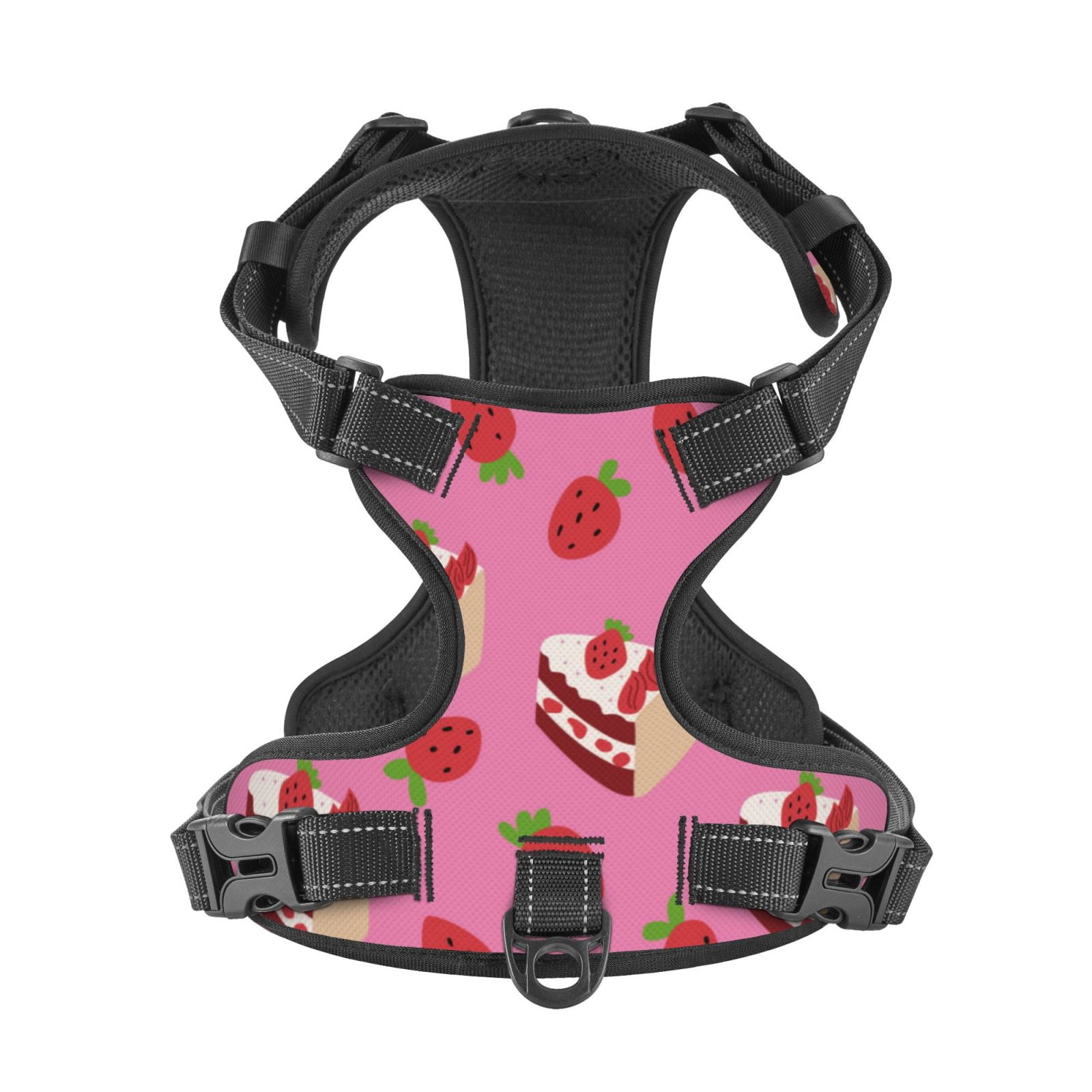 Kdxio Strawberry Cake Print No Pull Dog Harness Adjustable Reflective Oxford Easy Control Medium Large Dog Harness for Training and Everyday-Small