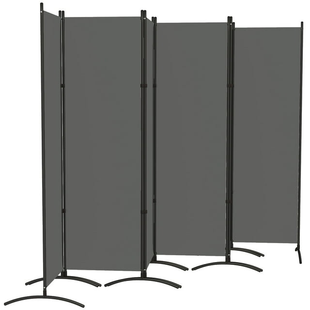 CoSoTower 6 Panel Folding Room Divider, UV30+ Privacy Screen, Indoor Outdoor Privacy Panel with Stable Base, Dark Grey