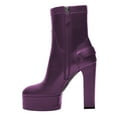 thumbnail image 3 of FSJ Women Stylish Platform Block High Heels Ankle Boots Round Closed Toe Booties Buckled Strap Side Zipper Shoes Size 9.5 Purple, 3 of 4