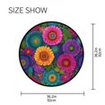 thumbnail image 5 of 36.2 Inch Round Floor Mat Colorful Blooming Flowers Carpet Decor Rug for Living Room Bedroom, 5 of 6
