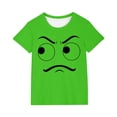 thumbnail image 2 of Blusas y camisas de manga corta con cuello redondo para niños y niñas, color liso, con estampado de expresión linda, manga corta, holgadas y cómodas, blusa para niña, 2 of 5