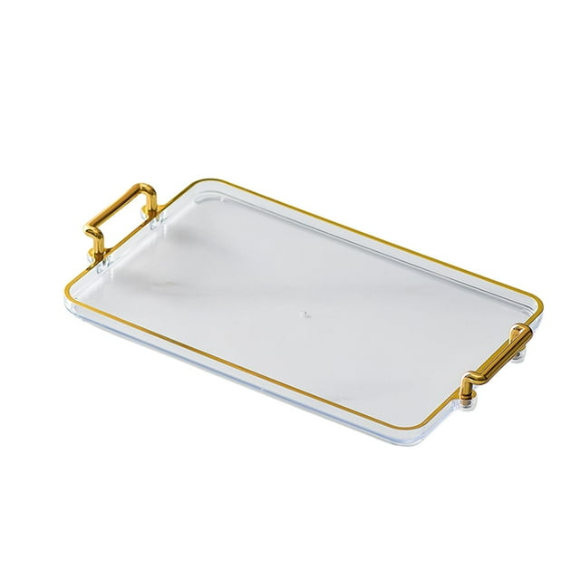 Bandeja de servicio de granja de estilo nórdico Bandeja de servicio de bebidas con asas Baratijas Bandeja de almacenamiento de llaves Plato de carrito , Blanco Sunnimix Bandeja de almacenamiento