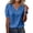 Blue, variant on Women's Casual V Neck Lace Trim Blouse Short Puff Sleeve Eyelet Embroidered Loose Fit T-Shirt Fashion Summer Solid Color Basic Top for Daily Wear and Casual Outings