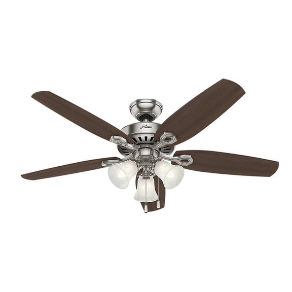 Restored Hunter Fan 52 inch Brushed Nickel Indoor Ceiling Fan with Lights and Pull Chain (Refurbished)
