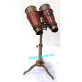 thumbnail image 4 of Antique Style Red Leather Binoculars With Base Nautical Home Decor Gift 6", 4 of 4