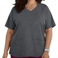 thumbnail image 2 of Craaazy Summer Short Sleeve Tops for Women V Neck Solid Color Plus Size Tops with Pockets for Work and Casual Daily, 2 of 7