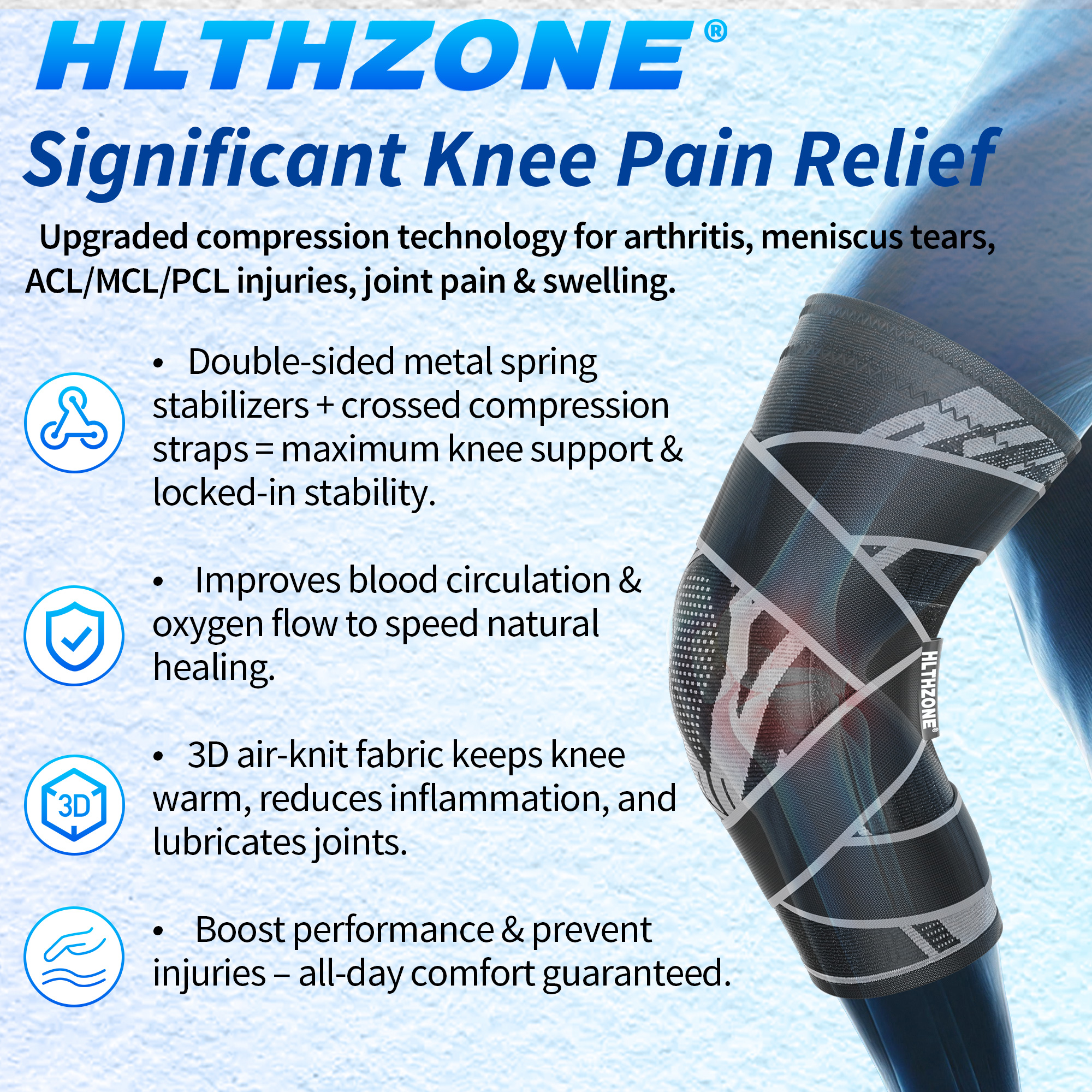 HLTHZONE Adjustable Compression Knee Brace photo 8