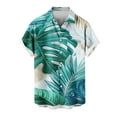 thumbnail image 4 of DJDLJWCJ Mens Hawaiian Shirt Relaxed Fit Summer Beach Open Front Vacation Short Sleeve Button Up Summer Tee Green S, 4 of 5