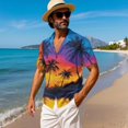 thumbnail image 4 of KUIFORTI Hawaii Matching Couple Outfits Mens Casual Shirts Hawaii Dress Men’s Hawaiian Shirt Sunset Hawaiian Tree 4-Way Stretch Lightweight Suitable for Everyday Casual Wear, 4 of 7