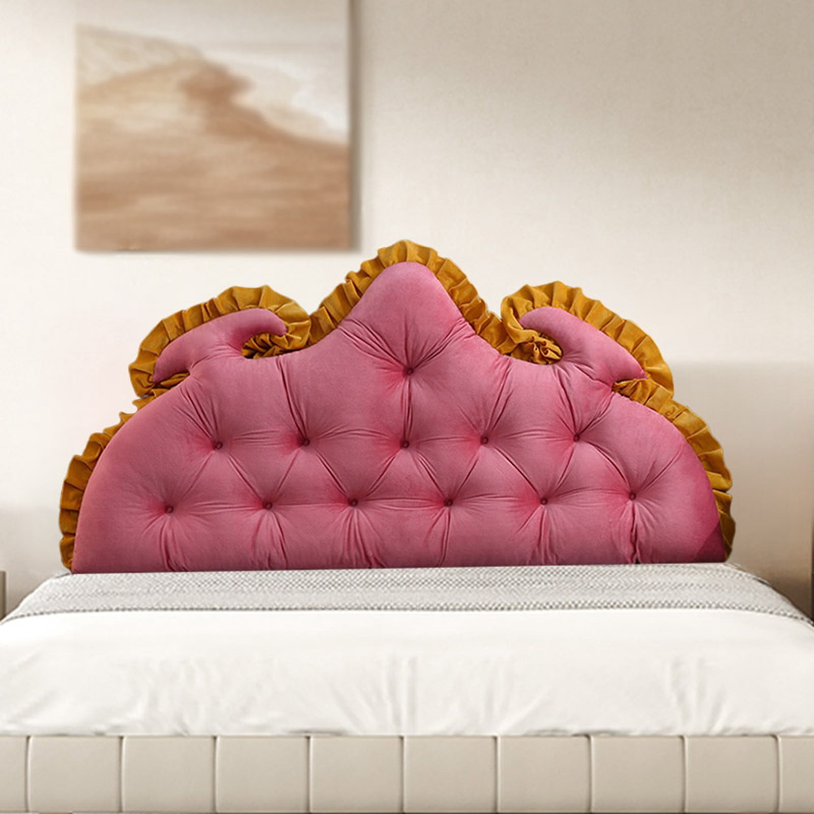 Reading Wedge Pillow for Bed Princess Style, Large Velvet Headboard Back Pillow for Bed Backrest Bedside Cushion 47x21in, Adult Family Sofa Couch Support