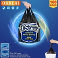 thumbnail image 5 of OKKEAI 15L Trash Bags  with Tie Handle 160 per Pack  for Toilet, Office, Bathroom, Bedroom ,Black., 5 of 6