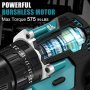 UNTIMATY 21V Brushless Cordless Drill Set, Power Drill Kit with Battery and Charger, 3/8 Keyless Chuck&575 inch-lbs Torque, 23pcs Drill Bits, Blue