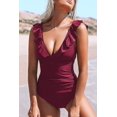 thumbnail image 4 of Women's One Piece Swimsuit Ruffled Lace Up Beach Swimwear Tummy Control Bathing Suit Swimming Costume, 4 of 5