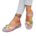thumbnail image 6 of CHWshoes Sandals for Women Jelly Floral Mules Clogs Clear Sparkly Slip On Closed Toe Waterproof Sandals for Summer Beach Casual White Size 40, 6 of 6