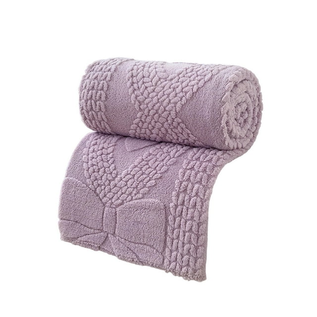 Soft And Thick Double Layer Raschel Blanket, Warming Comfort, Heated Warmth, For Beds Sofas, Cozy Home Decor, Winter Essentials, Luxurious Softness Hzhnb | Polyester, Purple