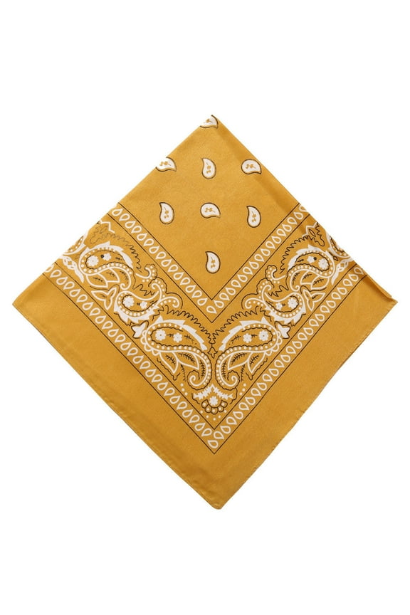 Yellow Paisley Bandana Head Scarf Double Sided 55Cm Yellow Nylon Spandex