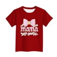 thumbnail image 5 of Girls Graphic Tee Mama Bow Floral Short Sleeve T-Shirt Stretchy Polyester Spandex Kids Red Sizes 4-12,Size 9-10T, 5 of 6