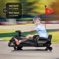 thumbnail image 6 of Historyli Powered Ride-Ons, 24V Electric Go Kart,Ride On Car with Steering Wheel and Pedals,Up to 12 kph Variable Speed with Drift Mode and Reversing,Anti-Rollover,Music,Colorful LED Light,USB,Black, 6 of 6