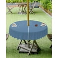 thumbnail image 4 of Royal Blue Outdoor Tablecloth with Umbrella Hole and Zipper, Solid Color Table Cover for Round Tables Waterproof Tabletop Collection for Patio, Garden, Picnic, Camping 60R, 4 of 6