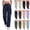 Navy, variant on Cargo Pants Women Button Elastic Waisted Outdoor Joggers Casual Loose Solid Color Athletic Work Pants with Button Pockets,L,Army Green#1