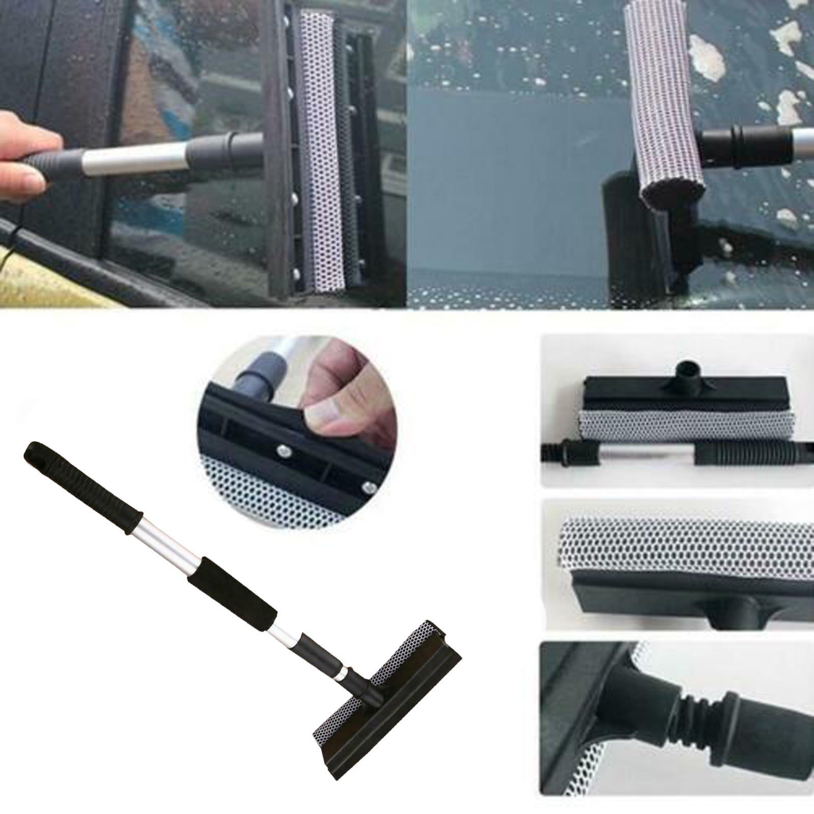 Multi-Use Window Squeegee, 2 in 1 Window Cleaner with Long