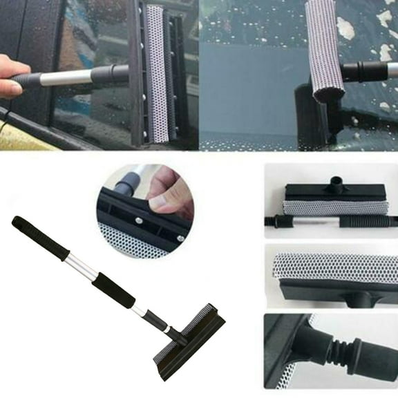 Vikakiooze Extendable Rubber Window Cleaning Squeegee & Sponge for Windshield