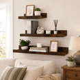 thumbnail image 5 of KAIWIN Brown Wood Floating Shelves Set of 3 (24/16/10In) - Wall Mounted Storage & Decor for Home, 5 of 5