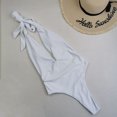 thumbnail image 4 of Women Twist Front Swimsuit One Piece Bathing Suit Push Up Tummy Control Neck Strap Swimwear, 4 of 6