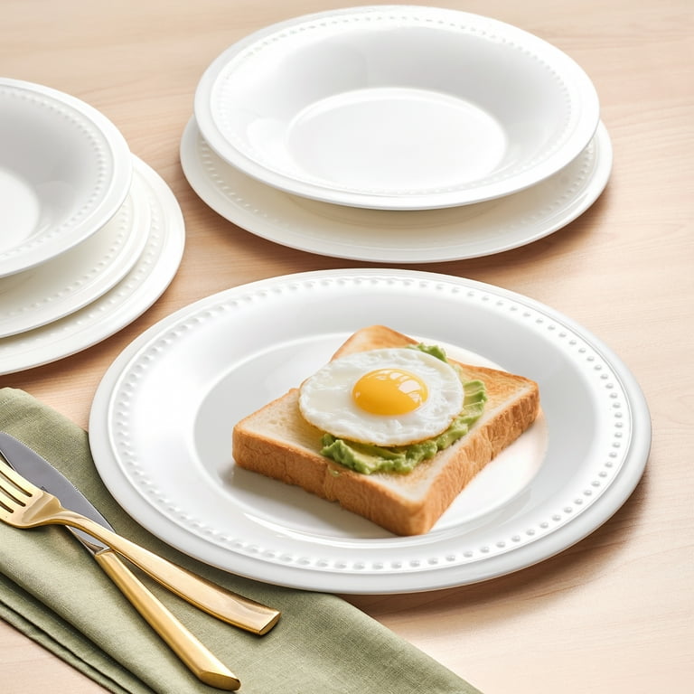 Fitz and Floyd Nevaeh White Classic Bead 12-Piece Bone China