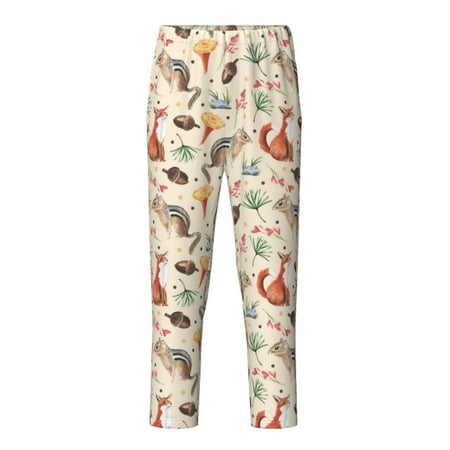 Fuzoiu Autumn Forest Animals Print Teenagers Pajama Pants Lounge Pants with 2 Pockets Elastic Waist Kids Sleep Bottoms Comfy Sleepwear PJ Bottoms for Kids-XS(5-6)