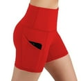 thumbnail image 2 of BiZtdJrK Running Shorts for Women Plus Size High Waist Workout Leggings Shorts Lightweight Stretch Biker Shorts with Pockets Red L, 2 of 5