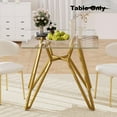 thumbnail image 2 of GZXS 35.4-Inch Square Tempered Glass Dining Table for 2–4 People, Modern Kitchen Table with Gold Metal Legs, Small Space Dining Table for Apartment, Office, or Café, 2 of 9