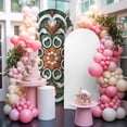 thumbnail image 6 of Arch Covers, Burnt Orange Green Flower Arch Covers Stretchy Backdrop 4'x1.65', Boho Ethnic Vintage Spandex Fitted Round Top Chiara Arches Backdrop Cover for Wedding Party Birthday Banquet, 6 of 9