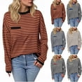 thumbnail image 6 of Women's 2025 Striped Sweatshirts Long Sleeve Crewneck Pullover Tops Fall Fashion Outfits Relaxed-Fit Colorblock Lightweight Sweatshirt Casual Loose Jumper Shirts Comfy Sweater with Chest Pocket, 6 of 6