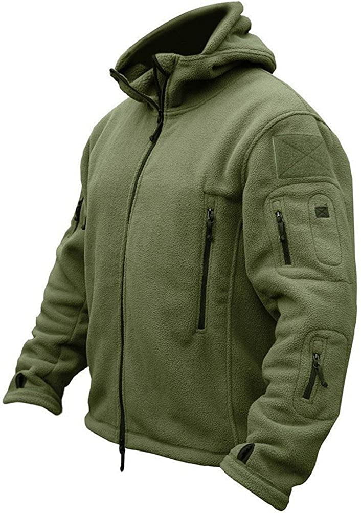 Heihuohua Men's Full-Zip Polar Fleece Jacket Lightweight Military Tactical Jacket 