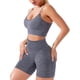 thumbnail image 1 of Conjunto de entrenamiento sin costuras 2 piezas Trajes de yoga Pantalones cortos activos Sujetador deportivo sexy Adepaton LRWJ020-1, 1 of 3
