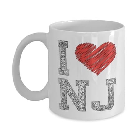 I Love New Jersey 11 oz Coffee Mug - Gift for NJ Lovers White Ceramic