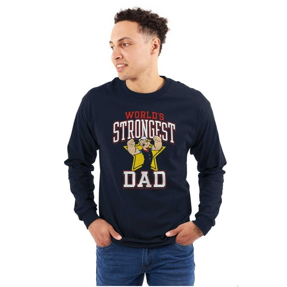 Popeye Cartoon Worlds Strongest Dad Men's Long Sleeve Tee T Shirt Brisco Brands S