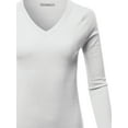 thumbnail image 4 of A2Y Women's Fitted Viscose V-Neck Long Sleeve Metal Button Detail Sweater Off White L, 4 of 6