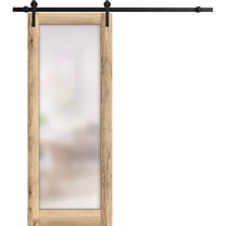 Sturdy Barn Door 42 x 96 inches | Planum 2102 Oak | 8FT Rail Hangers Heavy Hardware Set | Solid Panel Interior Doors