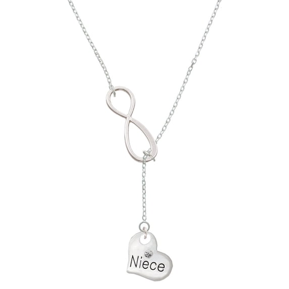 Delight Jewelry Silvertone Large Niece Heart Silver tone Elegant Infinity Lariat Necklace