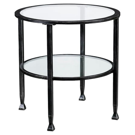 Jaymes Metal/Glass Round End Table - Black