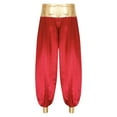 thumbnail image 3 of TiaoBug Mens Magic Hippy Pants Satin Lanterns Trousers Arabian Prince Halloween Costume Burgundy 4XL, 3 of 7