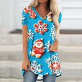 thumbnail image 1 of Jienlioq Hauts Courts pour Femmes Mode Décontractée de Noël Imprimé devant et Long derrière Manches Courtes Raglan Col en V, 1 of 5