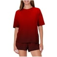 thumbnail image 1 of HomeGardon Shorts Ensemble de Pyjama pour Femmes Été en Liquidation, Ensembles de Détente Été, Pyjama Décontracté Ample Imprimé à Col Rond à Manches Courtes avec Shorts, Ensembles de Vêtements de Maison pour Femmes, P-TTG, 1 of 5
