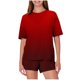 thumbnail image 1 of Pijama informal holgado con estampado de cuello redondo y manga corta para mujer, de poliéster, 1 of 5